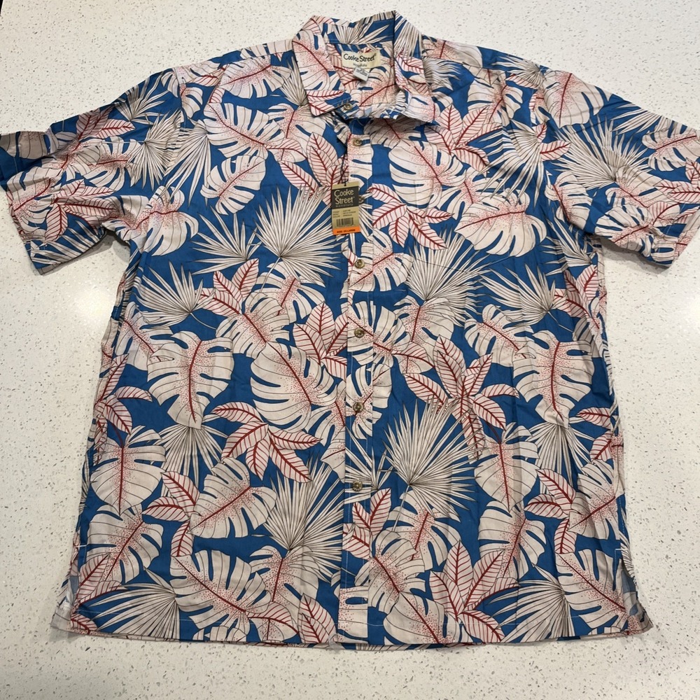 NEW Cooke Street Hawaiian Shirt Mens 2XL Floral Button Up Vacation Floral